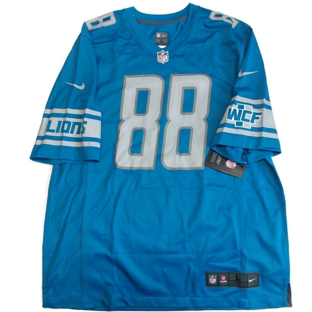 Nike Detroit Lions Jersey Mens Size L T.J. Hockenson #88 On Field Blue